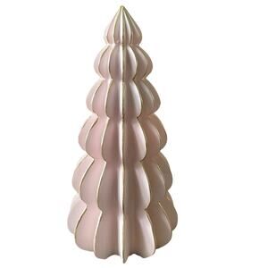 Jingles & Joy Pink Origami Christmas Tree with Gold Trim 11in Resin NEW